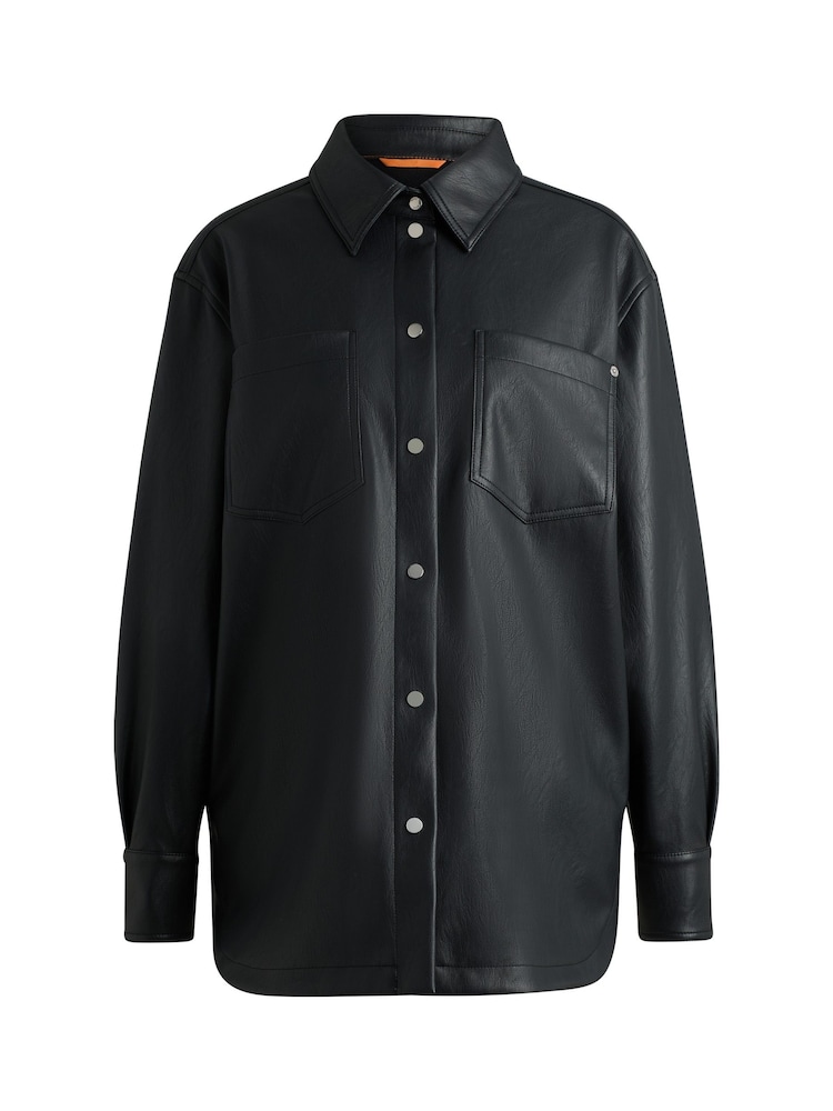 BOSS Black Snap Button Jacket In Faux Leather - Image 6 of 6