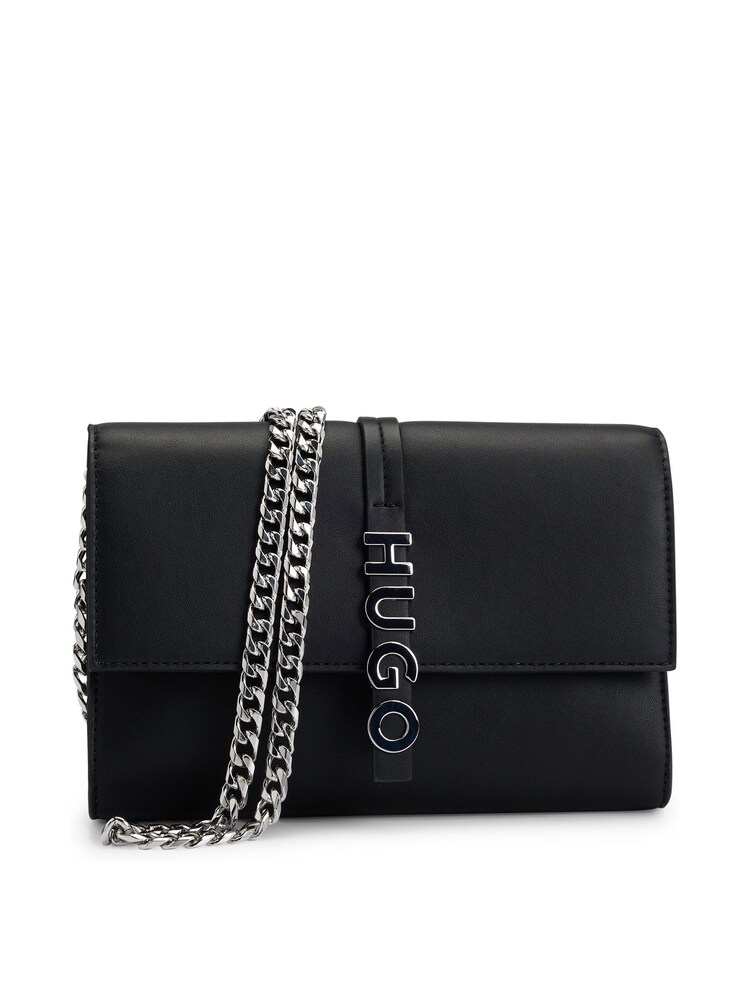 HUGO Black Logo Lettering Clutch Bag in Faux Leather - Image 1 of 3