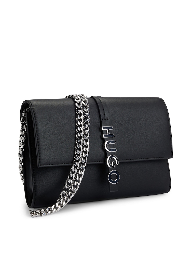 HUGO Black Logo Lettering Clutch Bag in Faux Leather - Image 2 of 3