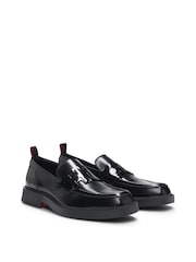 HUGO Black Squared Loafers Brush-off Leather - Image 2 of 5