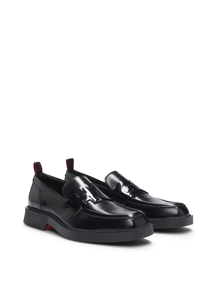 HUGO Black Squared Loafers Brush-off Leather - Image 2 of 5