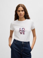 BOSS White Seasonal Logo 100% Cotton T-Shirt - Image 3 of 5