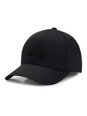 HUGO Black Embroidered Logo 100% Cotton Twill Cap - Image 2 of 4
