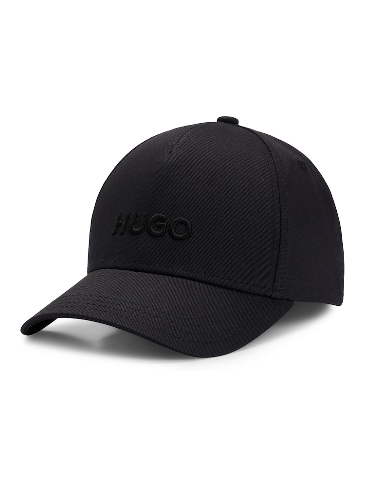 HUGO Black Embroidered Logo 100% Cotton Twill Cap - Image 2 of 4