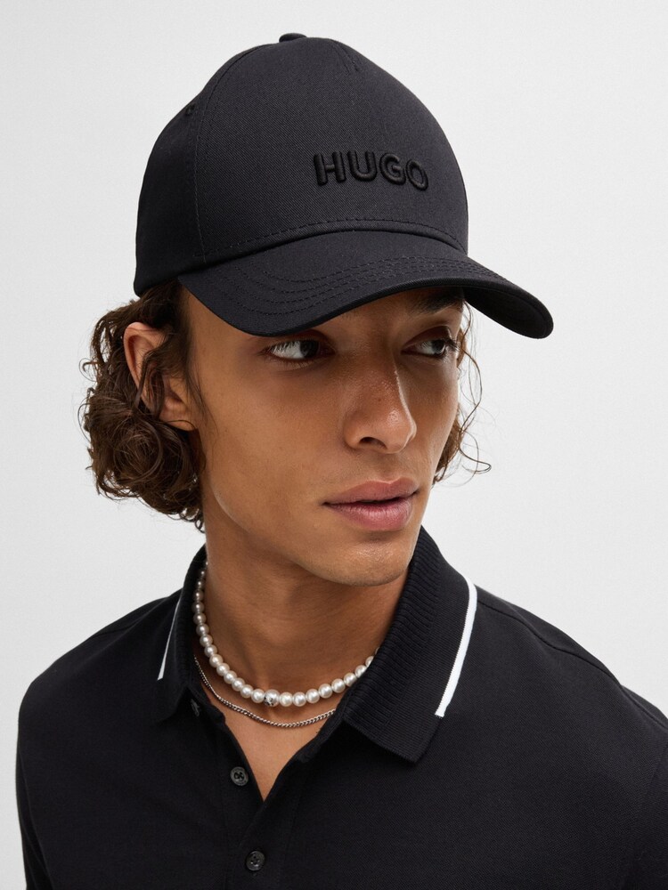 HUGO Black Embroidered Logo 100% Cotton Twill Cap - Image 4 of 4 HUGO Black Embroidered Logo 100% Cotton Twill Cap - Image 4 of 4