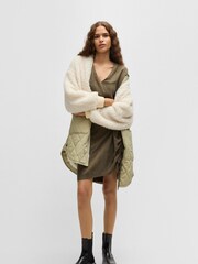 BOSS White Mixed Material Liner Jacket With Two Way Zip - Image 2 of 6
