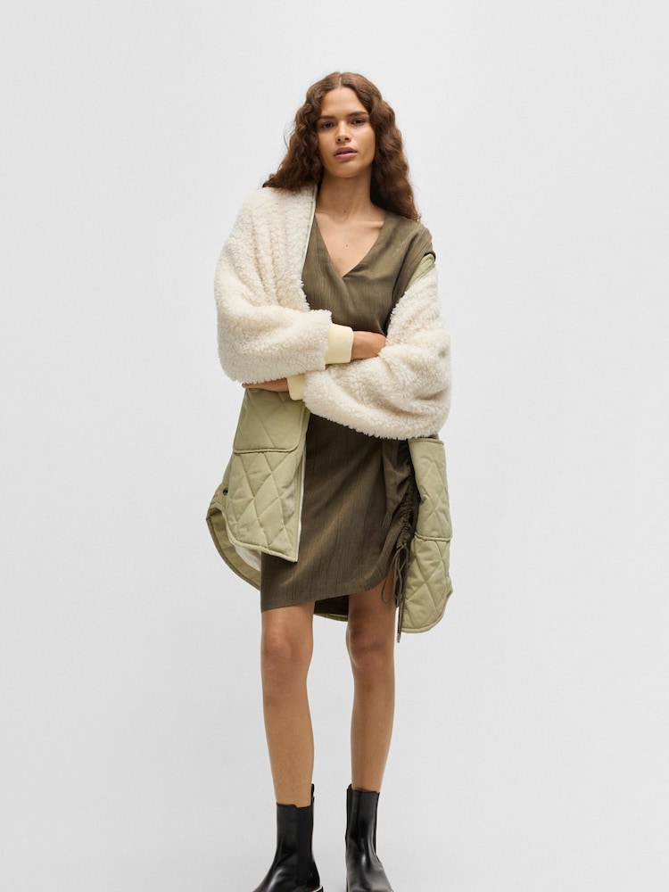 BOSS White Mixed Material Liner Jacket With Two Way Zip - Image 2 of 6