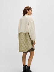 BOSS White Mixed Material Liner Jacket With Two Way Zip - Image 3 of 6