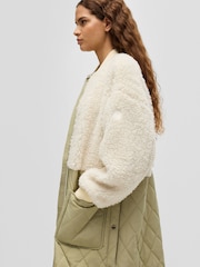 BOSS White Mixed Material Liner Jacket With Two Way Zip - Image 4 of 6