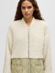 BOSS White Mixed Material Liner Jacket With Two Way Zip - Image 5 of 6