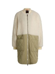BOSS White Mixed Material Liner Jacket With Two Way Zip - Image 6 of 6