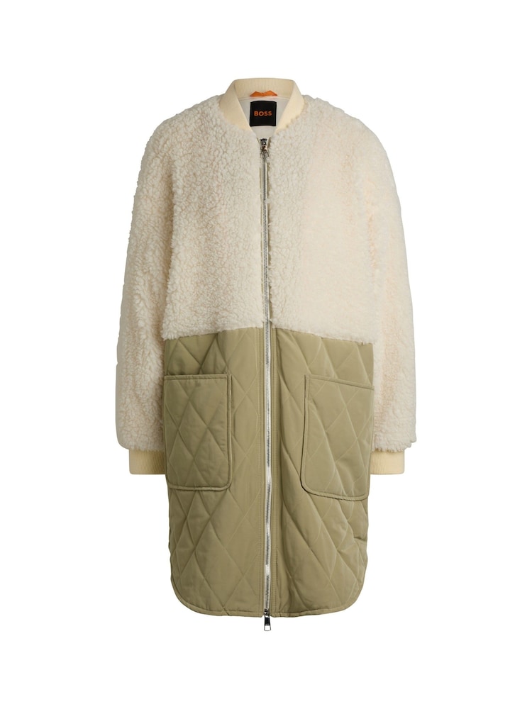 BOSS White Mixed Material Liner Jacket With Two Way Zip - Image 6 of 6