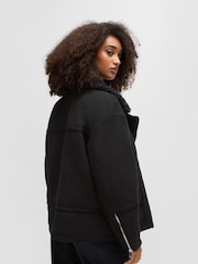 BOSS Black Faux Shearling Coat in Faux Suede - Image 5 of 6