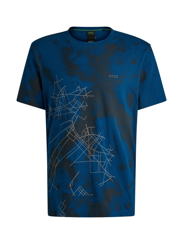 BOSS Blue Reflective Print Cotton T-Shirt - Image 5 of 5 BOSS Blue Reflective Print Cotton T-Shirt - Image 5 of 5
