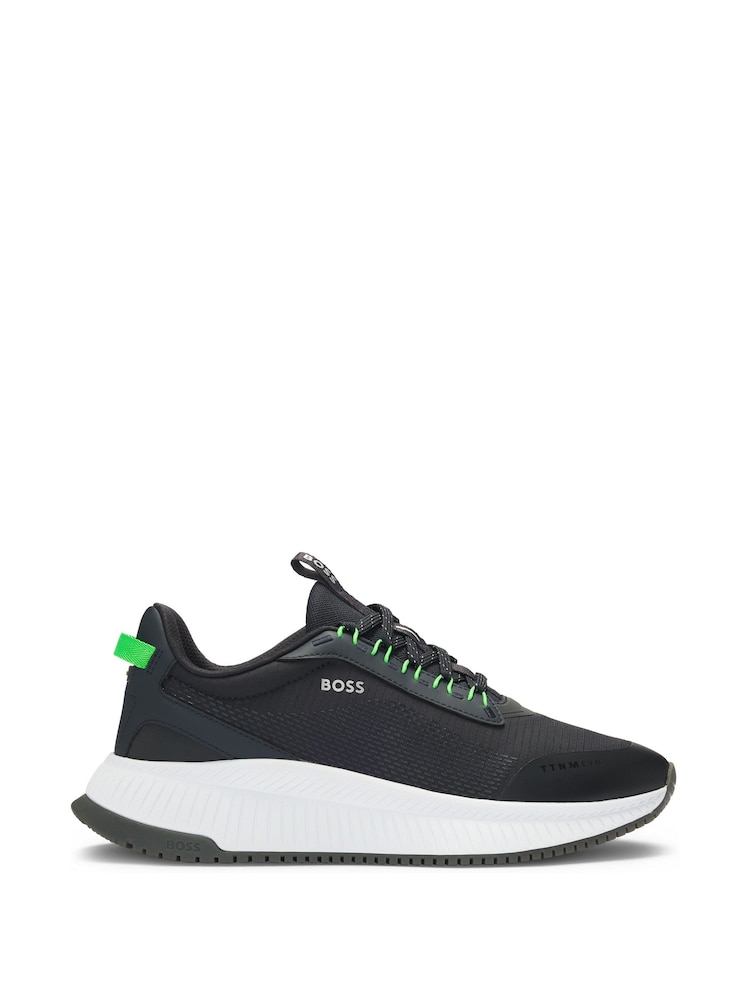BOSS Blue Ribbed Sole Trainers - Image 1 of 5