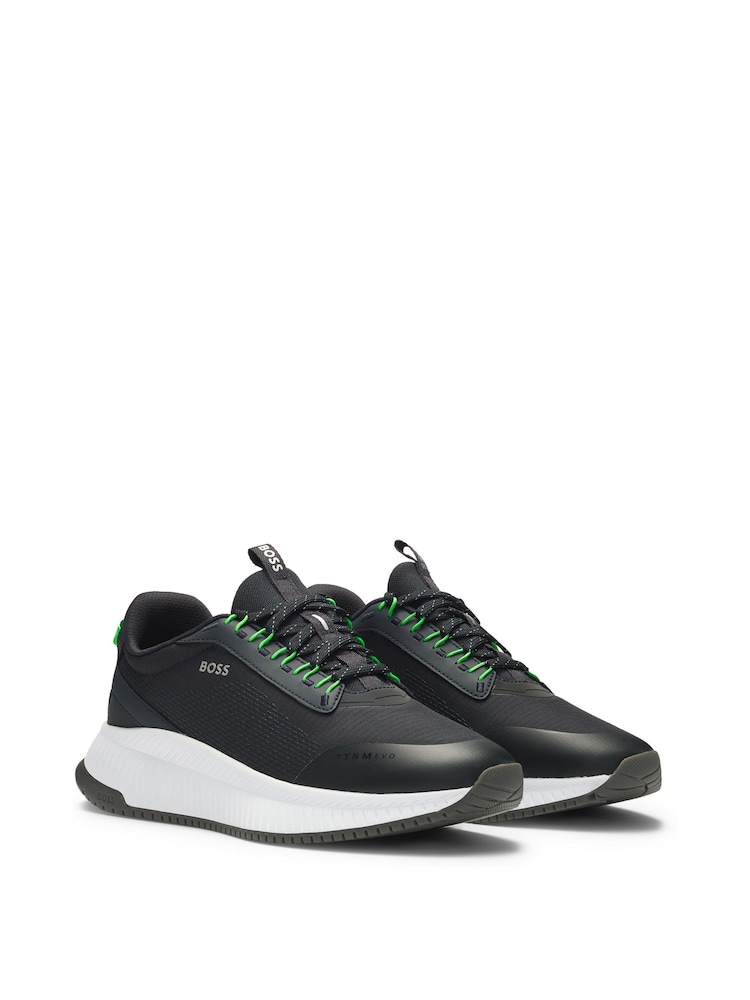 BOSS Blue Ribbed Sole Trainers - Image 2 of 5