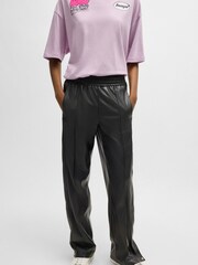 HUGO Black Straight Leg Trousers in Faux Leather - Image 1 of 5
