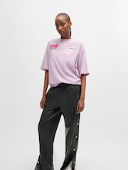 HUGO Black Straight Leg Trousers in Faux Leather - Image 2 of 5