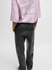 HUGO Black Straight Leg Trousers in Faux Leather - Image 3 of 5