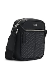 BOSS Black Monogram Panel Reporter Bag With Foil Logo - Image 3 of 5