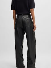 BOSS Black Loose Fit Trousers In Faux Leather - Image 2 of 5