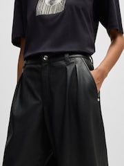 BOSS Black Loose Fit Trousers In Faux Leather - Image 3 of 5