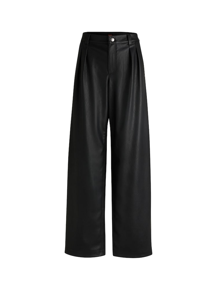 BOSS Black Loose Fit Trousers In Faux Leather - Image 5 of 5