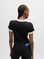 HUGO Black 100% Cotton Terry Seasonal Print T-Shirt - Image 2 of 5