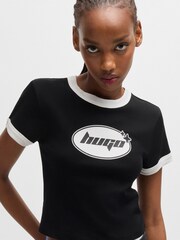 HUGO Black 100% Cotton Terry Seasonal Print T-Shirt - Image 4 of 5