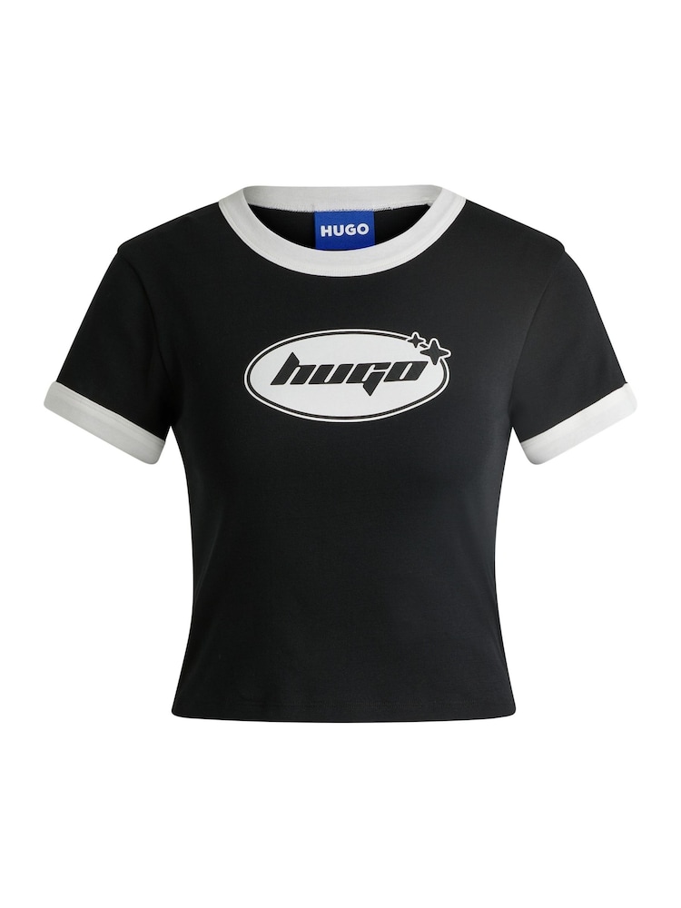 HUGO Black 100% Cotton Terry Seasonal Print T-Shirt - Image 5 of 5