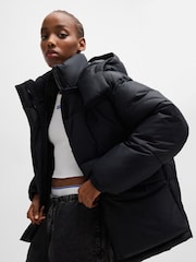 HUGO Black Detachable Hood Padded Jacket - Image 3 of 6