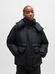 HUGO Black Detachable Hood Padded Jacket - Image 4 of 6