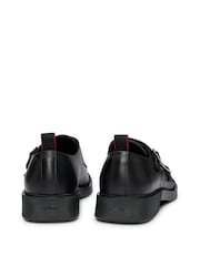 HUGO Black Double Strap Monk Shoes In Leather - Image 3 of 5