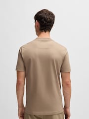 BOSS Beige Mirror Effect Logo 100% Cotton Jersey T-Shirt - Image 2 of 5