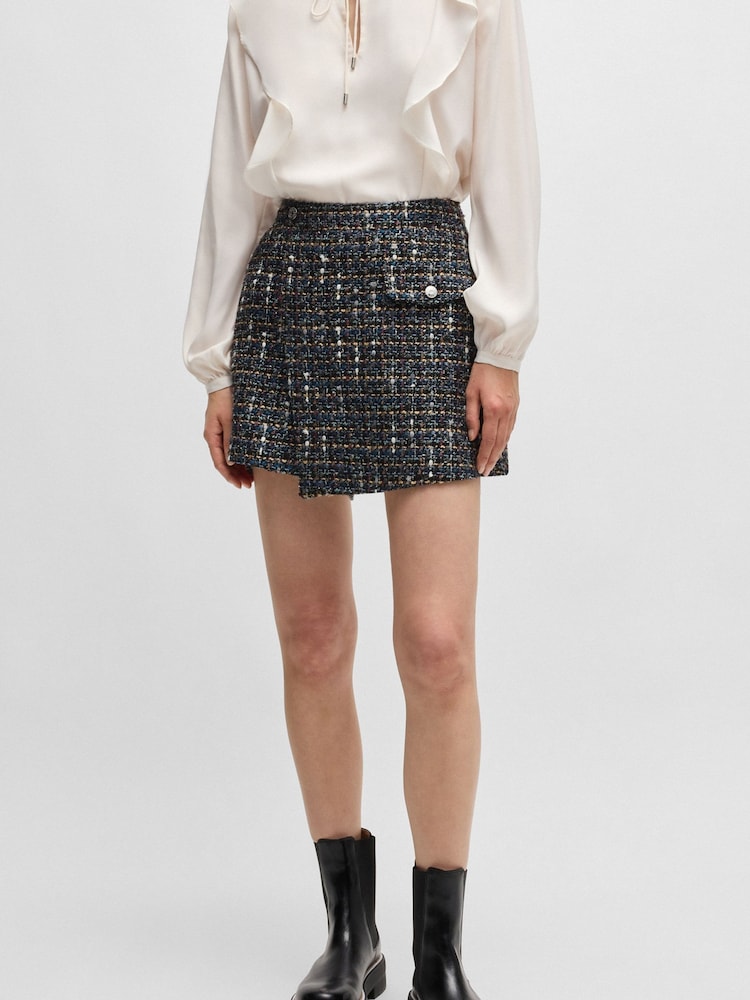 BOSS Grey Tweed Shorts With Wrap Front - Image 2 of 5