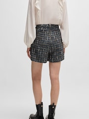 BOSS Grey Tweed Shorts With Wrap Front - Image 3 of 5