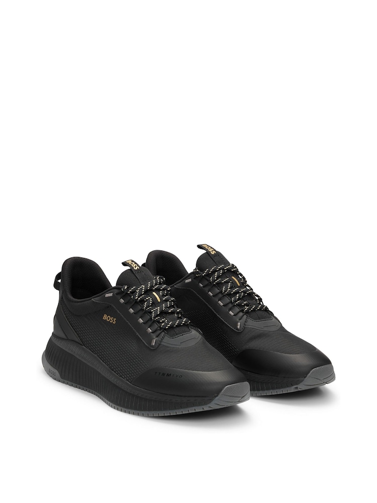 BOSS Black Ribbed Sole Trainers - Image 2 of 5 BOSS Black Ribbed Sole Trainers - Image 2 of 5