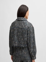 BOSS Grey Cropped Jacket In Multicoloured Tweed - Image 5 of 6