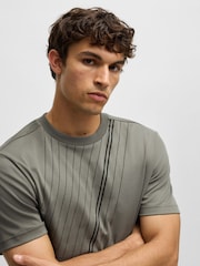 BOSS Grey Fineline Artwork Interlock 100% Cotton T-Shirt - Image 4 of 5