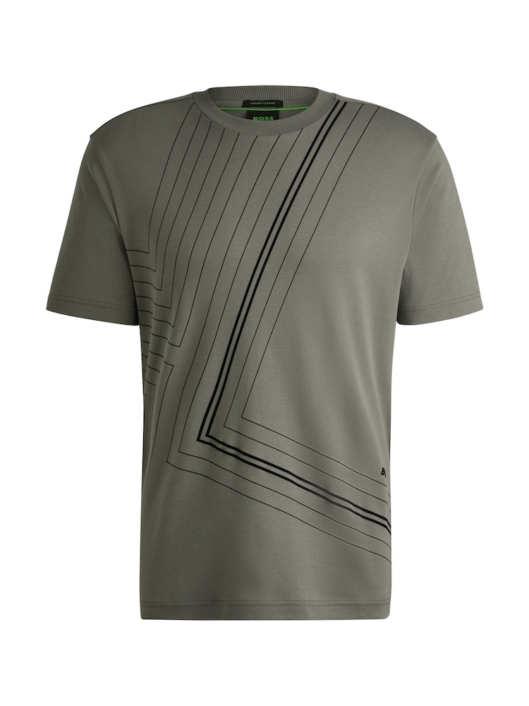 BOSS Grey Fineline Artwork Interlock 100% Cotton T-Shirt - Image 5 of 5 BOSS Grey Fineline Artwork Interlock 100% Cotton T-Shirt - Image 5 of 5