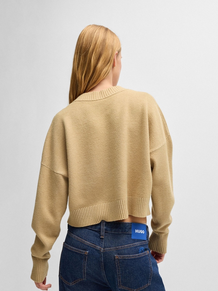 HUGO Natural Relaxed Fit Smiley Face Logo Sweater - Image 2 of 4