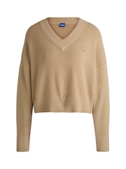 HUGO Natural Relaxed Fit Smiley Face Logo Sweater - Image 4 of 4