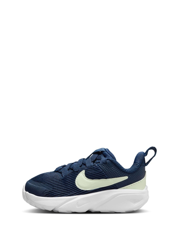 Nike Navy Blue Volt Infant Star Runner 4 Trainers - Image 2 of 10