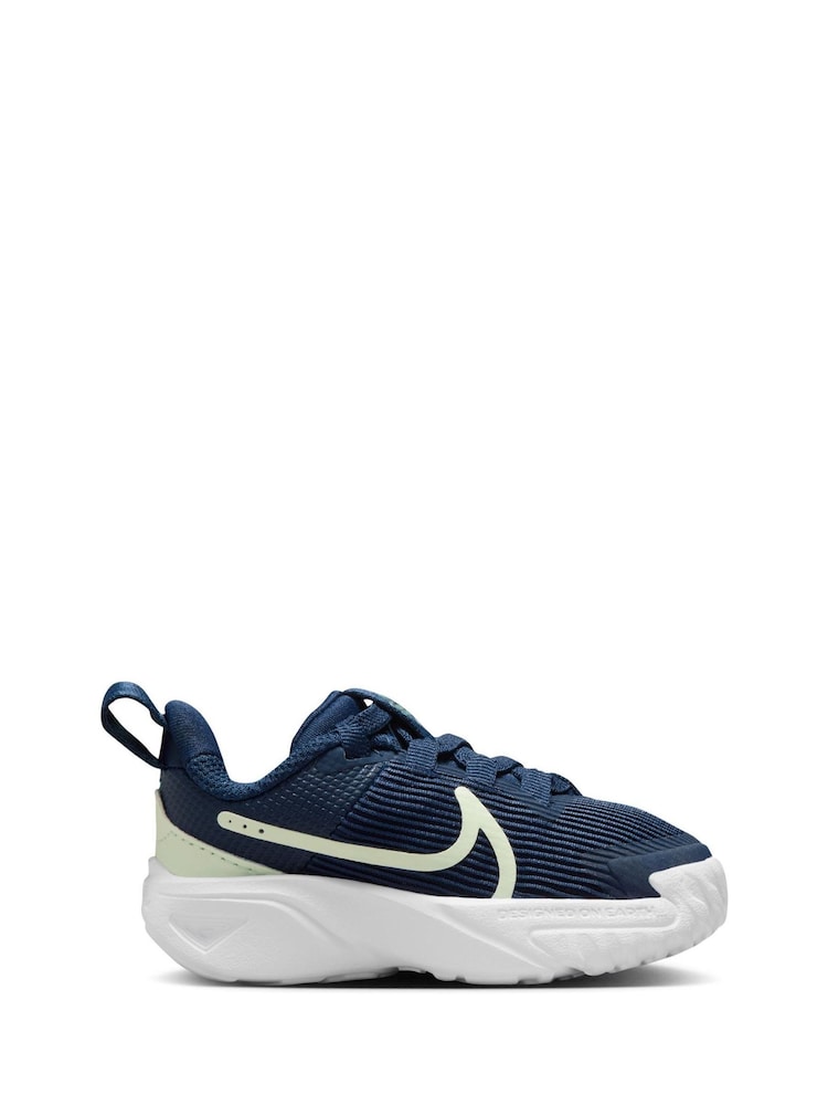 Nike Navy Blue Volt Infant Star Runner 4 Trainers - Image 3 of 10