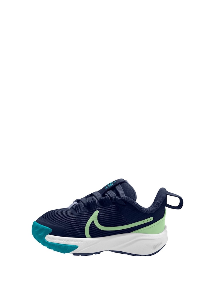 Nike Navy Blue Volt Infant Star Runner 4 Trainers - Image 4 of 10