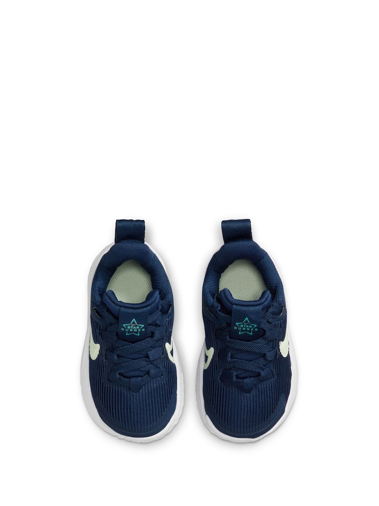 Nike Navy Blue Volt Infant Star Runner 4 Trainers - Image 6 of 10