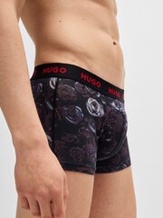 HUGO Red Cotton Logo Waistband Trunks 3 Pack - Image 3 of 7