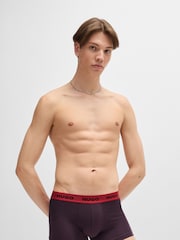 HUGO Red Cotton Logo Waistband Trunks 3 Pack - Image 4 of 7