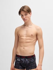 HUGO Red Cotton Logo Waistband Trunks 3 Pack - Image 6 of 7