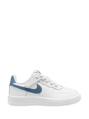 Nike White/Thunderstorm Blue Junior Air Force 1 Low Easy On Trainers - Image 1 of 4